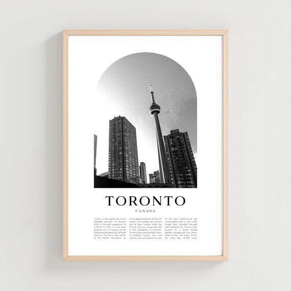 Toronto Canada CN Tower Black And White Arch Photography Skyline Poster