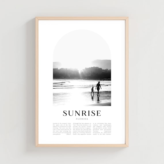 Sunrise Florida Black and White Beach Silhouette Arch Photo Poster