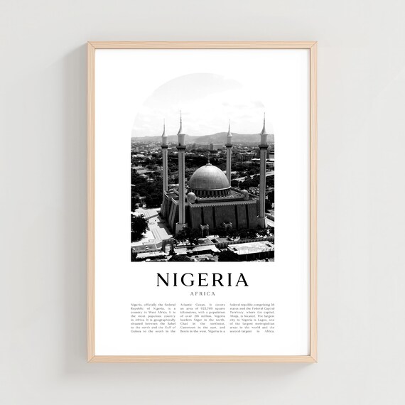 Nigeria Africa Abuja National Mosque Monochrome Travel Poster