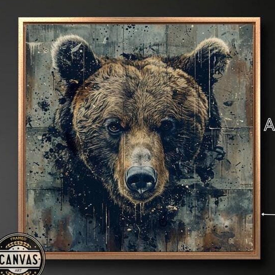 Grizzly Bear Grunge Portrait Urban Splash Abstract Wildlife Art Poster