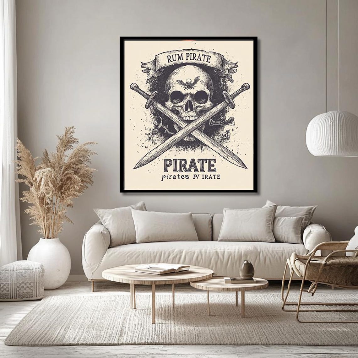 Rum Pirate Skull With Crossed Swords Vintage Jolly Roger Poster - Image 2