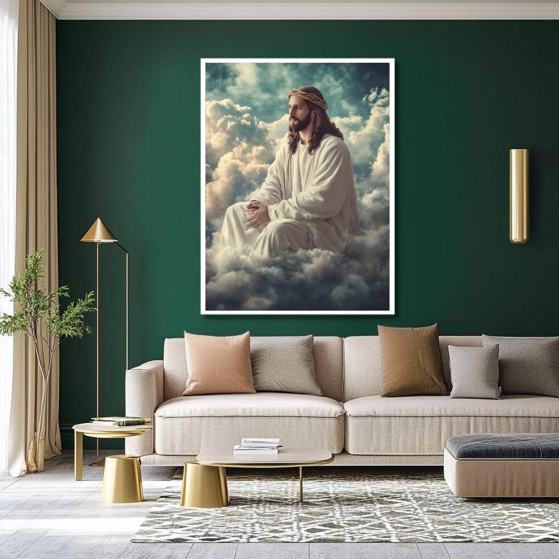 Jesus Seated Among the Clouds Wearing the Crown of Thorns Poster - Image 3