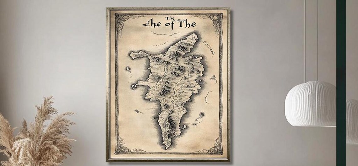 Vintage Fantasy Island Map She of The Antique Cartography Print