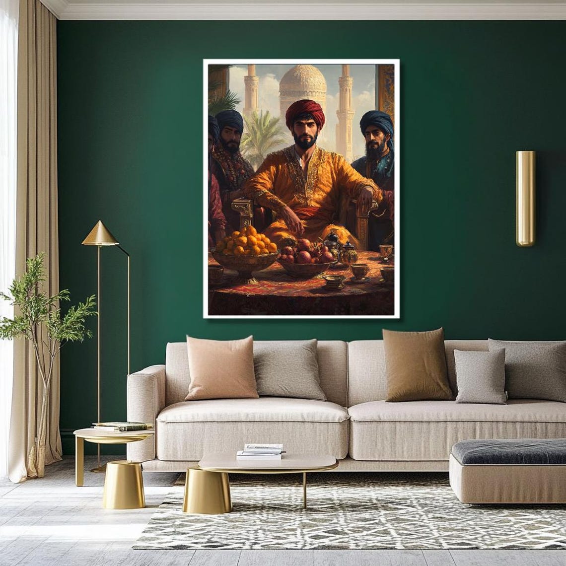 Middle Eastern Sultan Royal Feast with Fruit Spread Palace Art Poster - Image 2