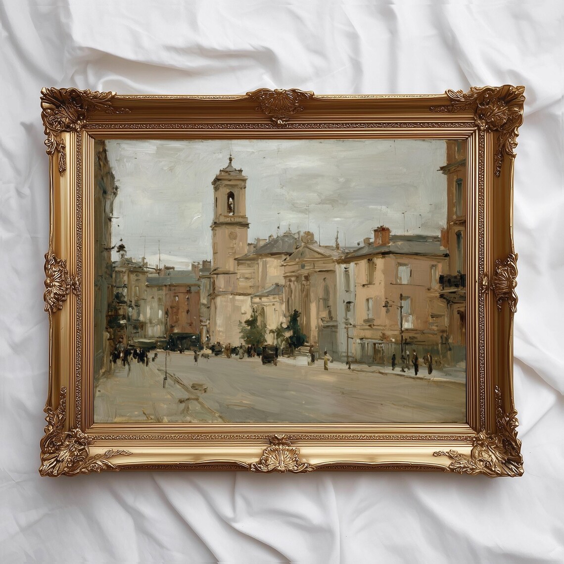 Old European Street Art Print Vintage Neutral Cityscape