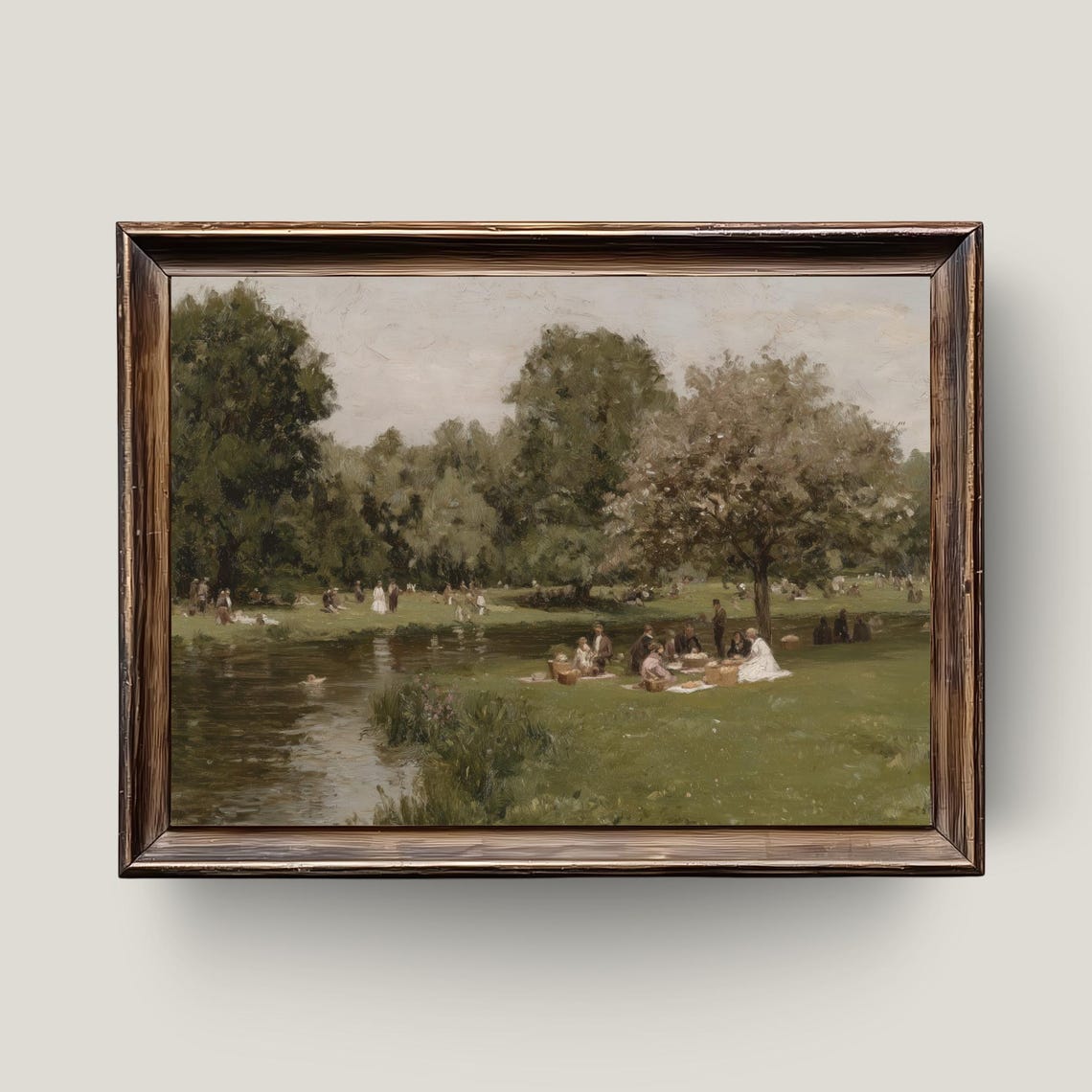 Victorian Picnic Riverside Summer Vintage Landscape Art Print