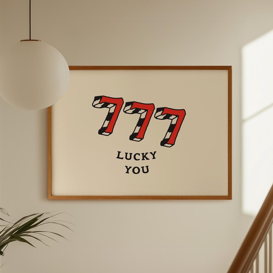 Lucky You Hand Lettered Print 777 Affirmation Poster Dopamine Decor Handdrawn Posters