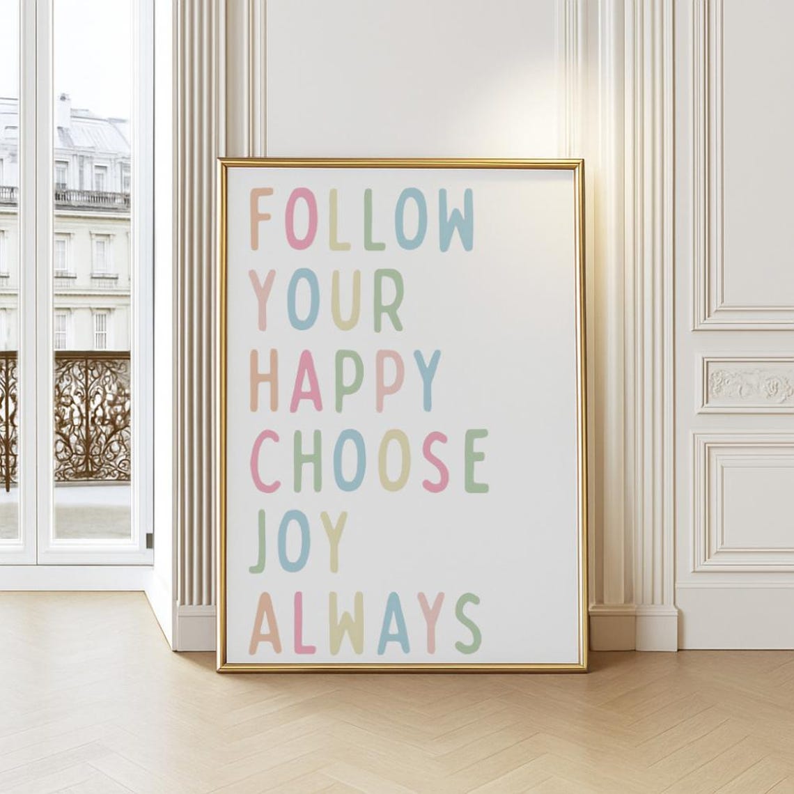 Follow Your Happy Choose Joy Always Pastel Typography Quote Poster