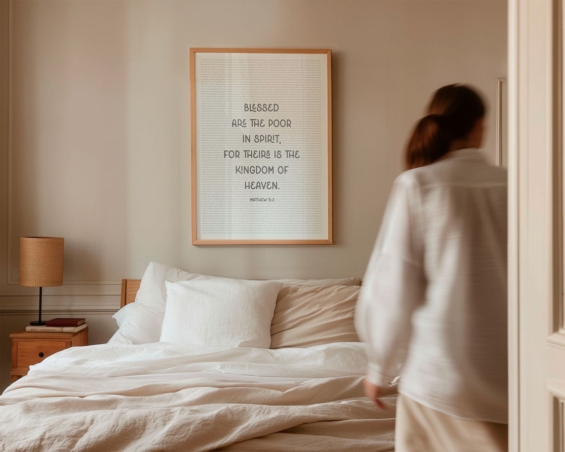 Matthew 5 3 Blessed Are The Poor In Spirit Beatitudes Text Poster - Image 3