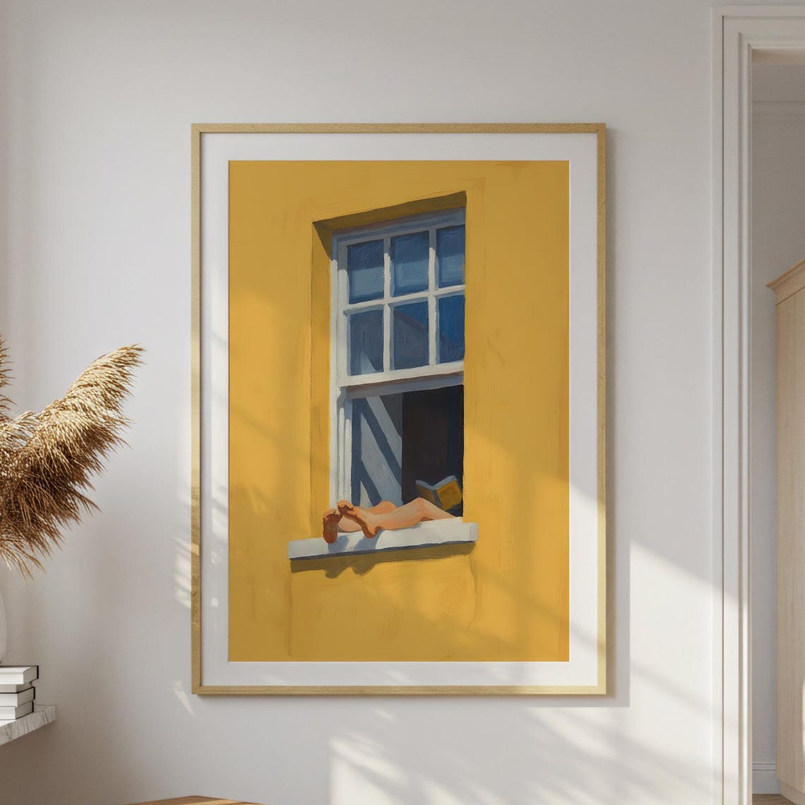 Woman Reading Print Sunny Yellow Window Botanical Art - Image 7