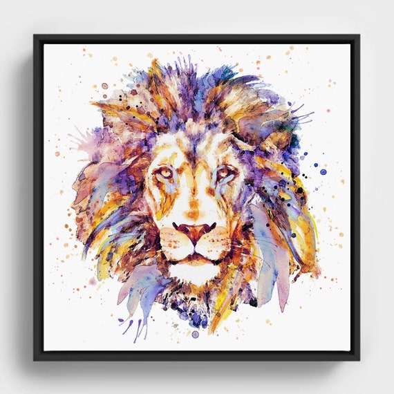 Majestic Lion Watercolor Portrait Regal Animal Wall Art