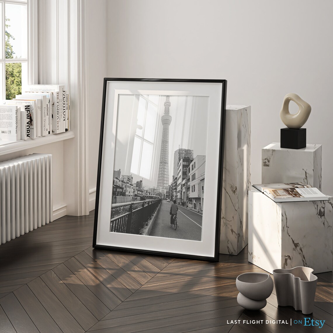 Tokyo Skytree Tower City Street Black And White Japan Photo Poster - Image 4