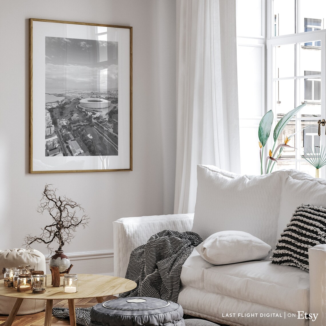 Cape Town Stadium Black White Photography Art Print - Image 5