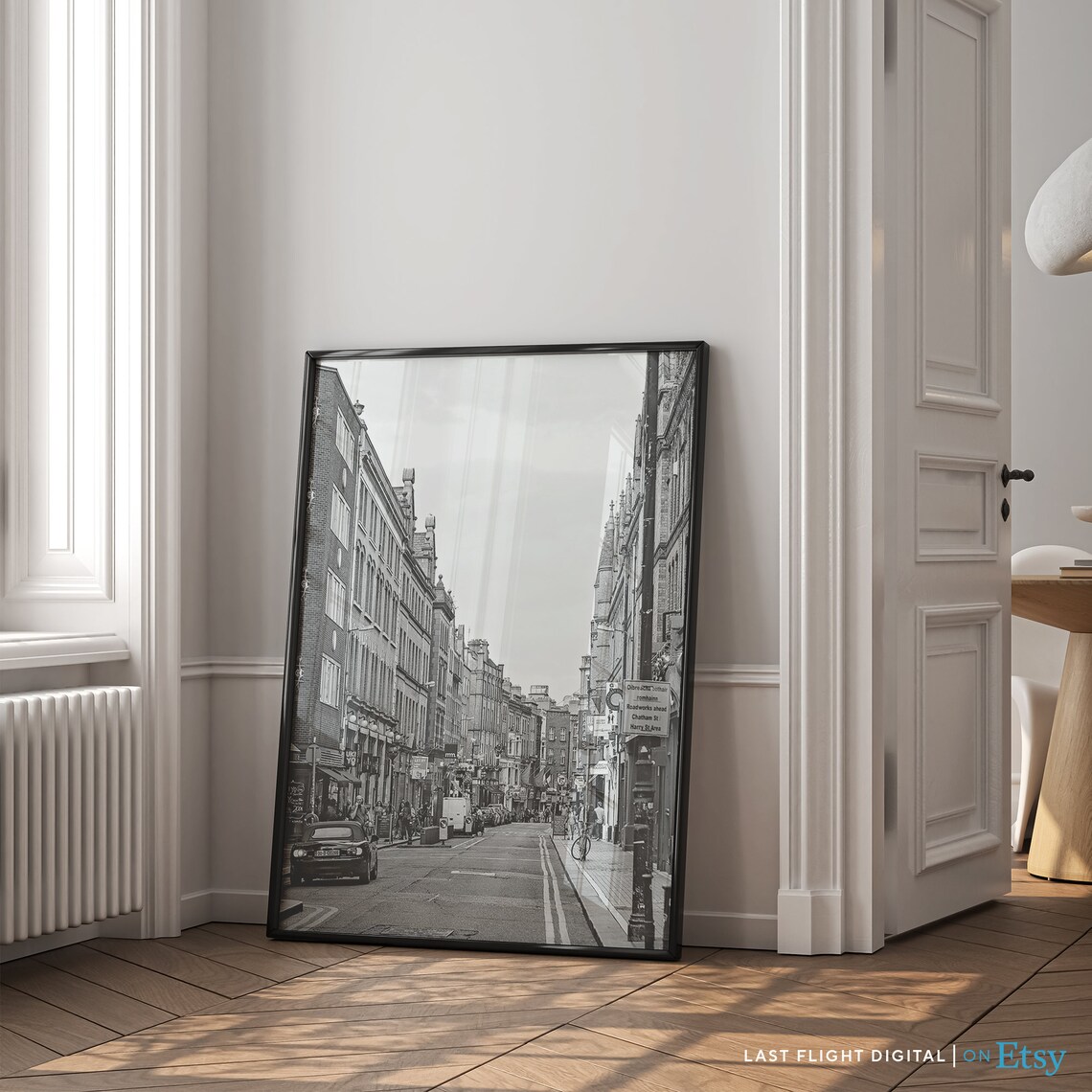 Ireland Dublin City Street Historic Buildings Black White Poster - Image 5