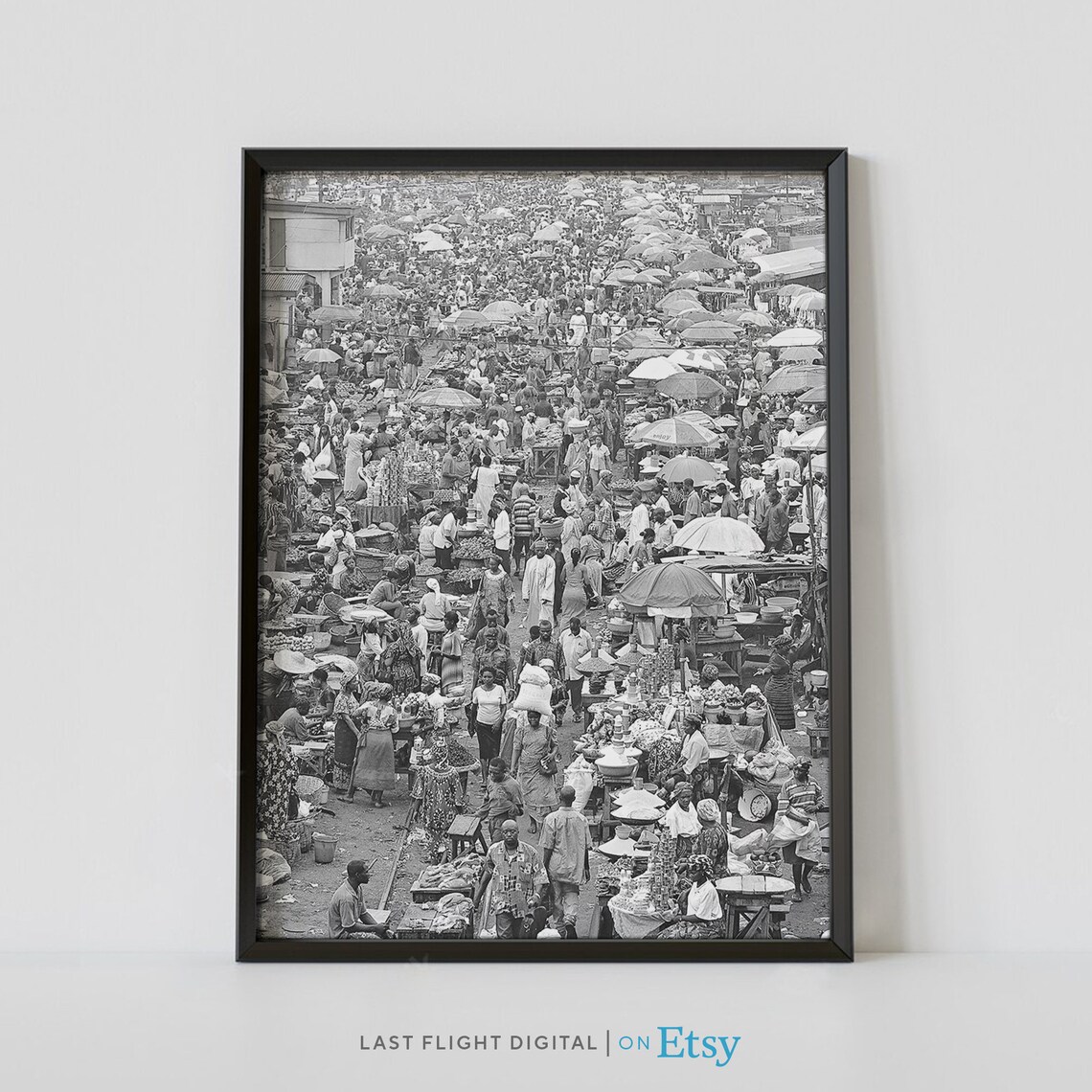 Lagos Oshodi Market Poster, Black White Photography