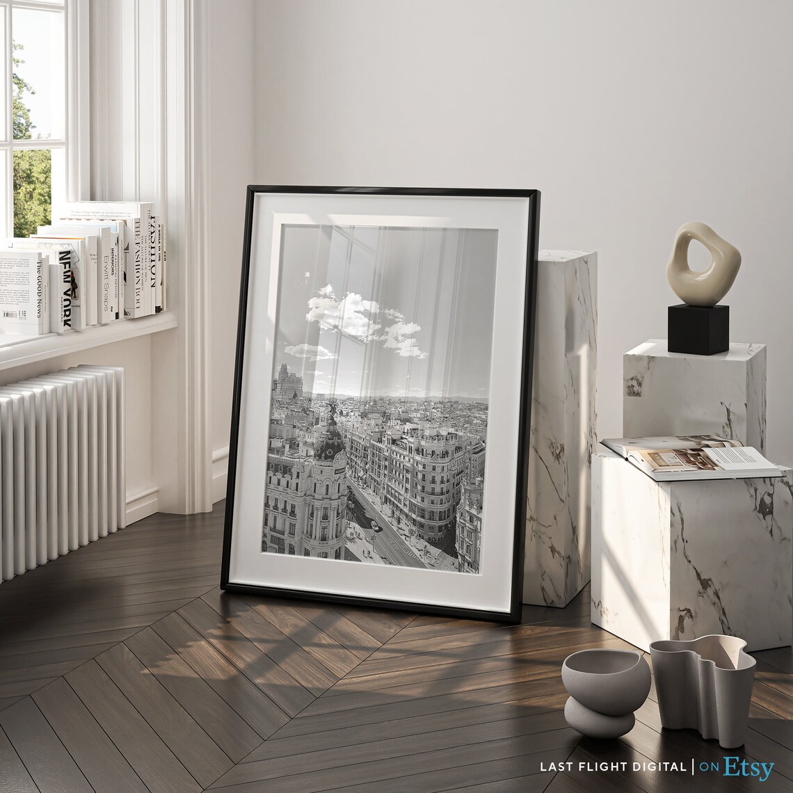 Madrid Spain Travel Poster, Black And White Cityscape - Image 3