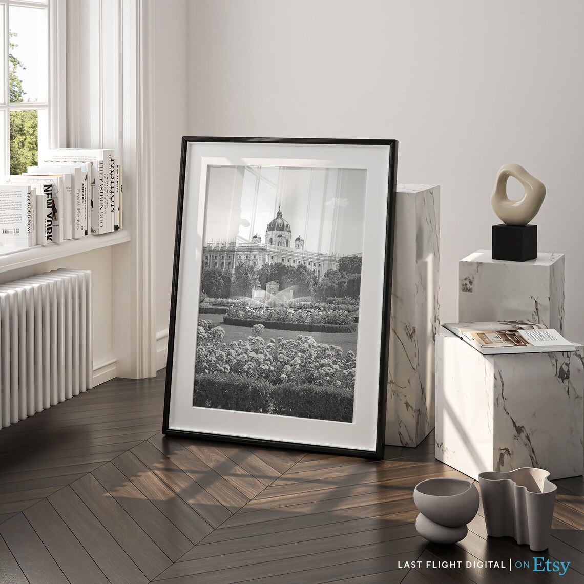 Vienna Volksgarten Rose Garden Palace Black And White Photo Poster - Image 4