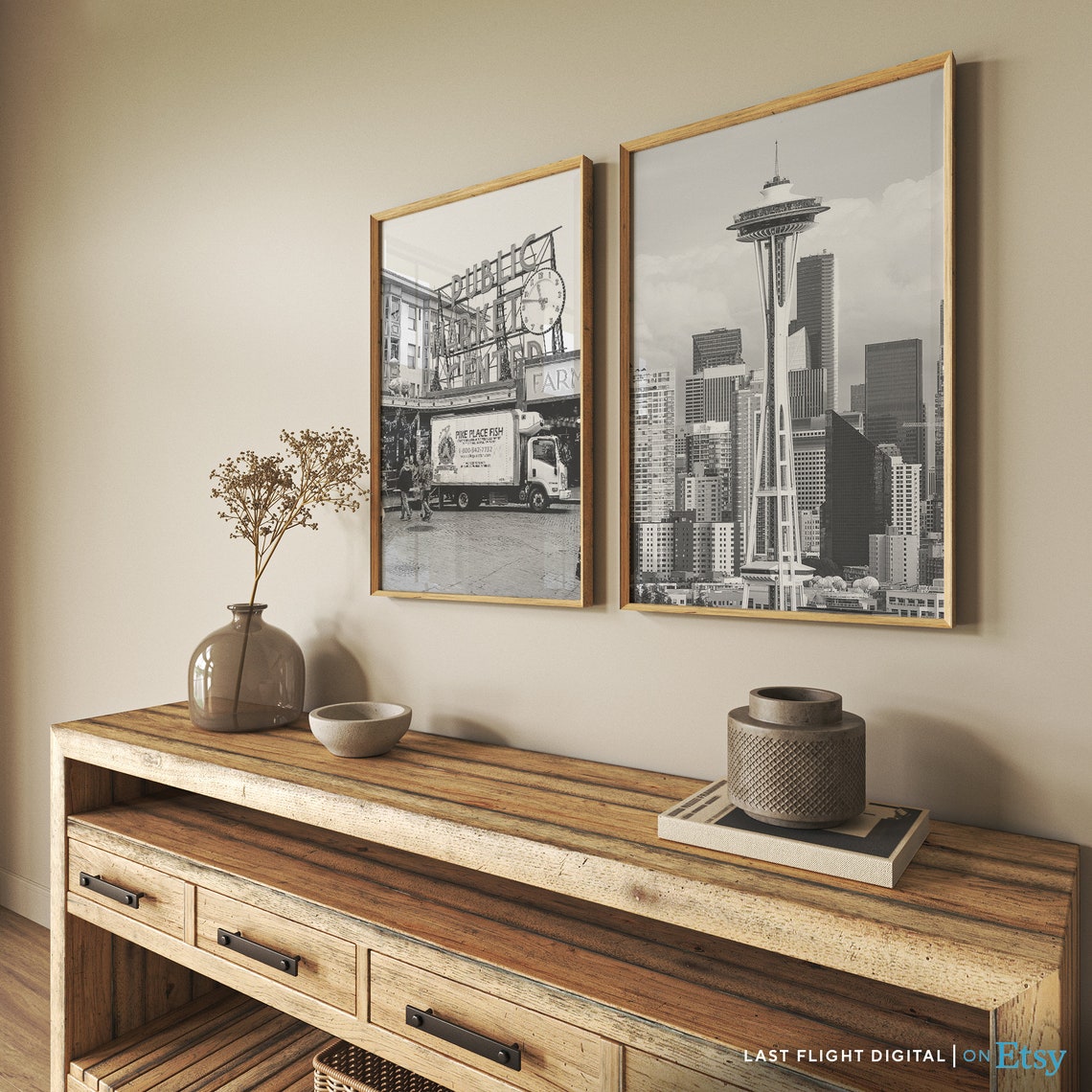 Seattle Space Needle Skyline Downtown Washington City Poster - Image 3