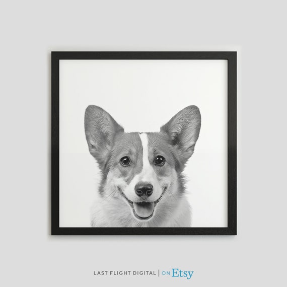 Corgi Dog Puppy Poster, Cute Nursery Room Art Print