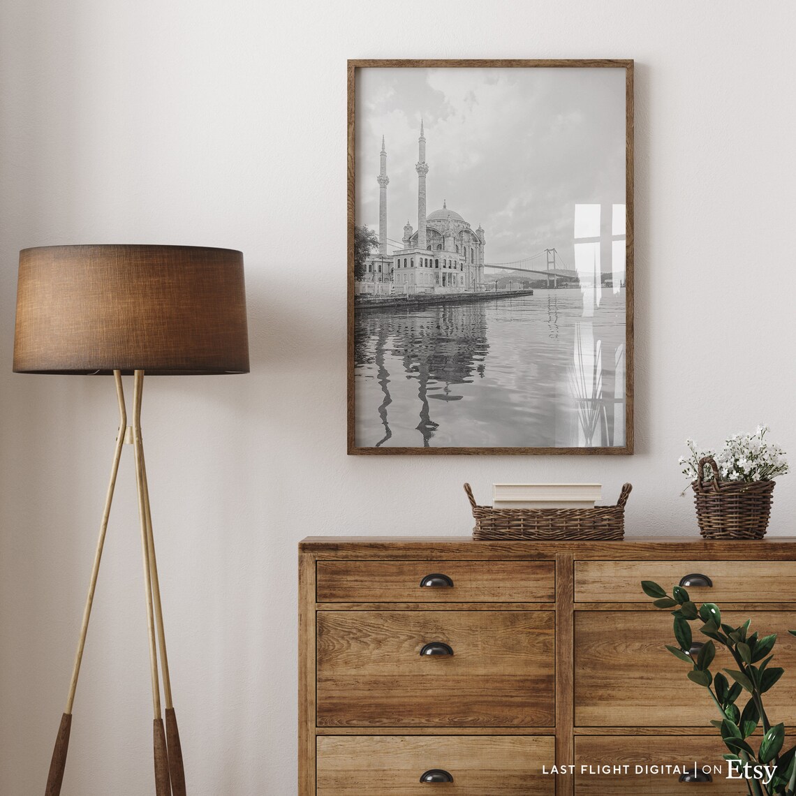 Istanbul Poster, Black White Cityscape Art Print - Image 3