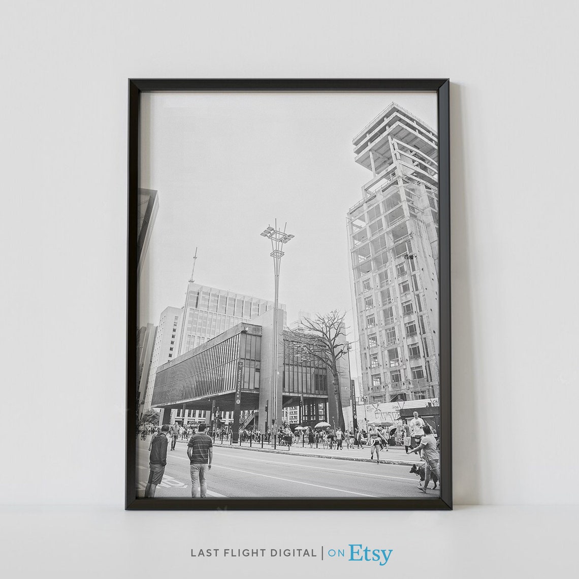 Brazil Print Sao Paulo Poster Paulista Avenue Museum Of Art Brazil Wall Art Skyline Black White Photo South America Brazil Poster