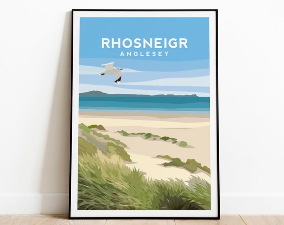 Rhosneigr Anglesey Travel Poster, North Wales