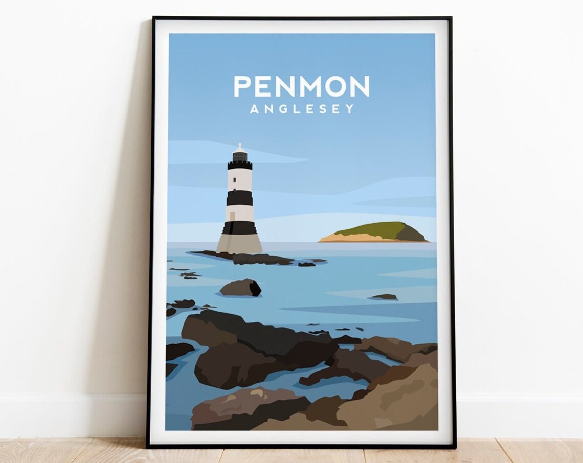 Penmon Anglesey Travel Poster, Welsh Coastal Art
