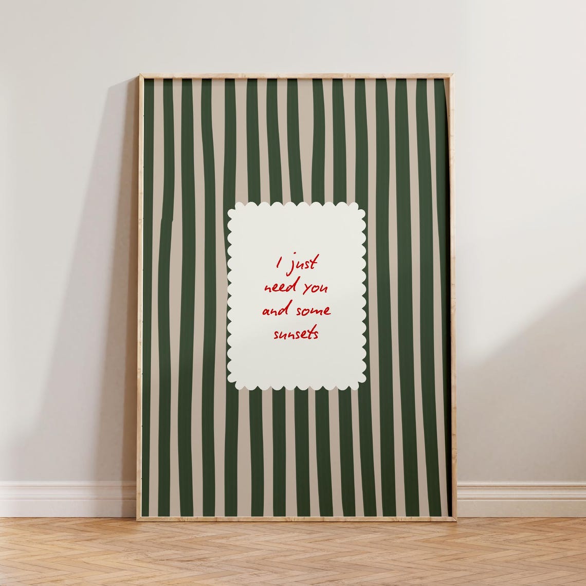 I Just Need You And Some Sunsets Pink Retro Striped Quote Poster