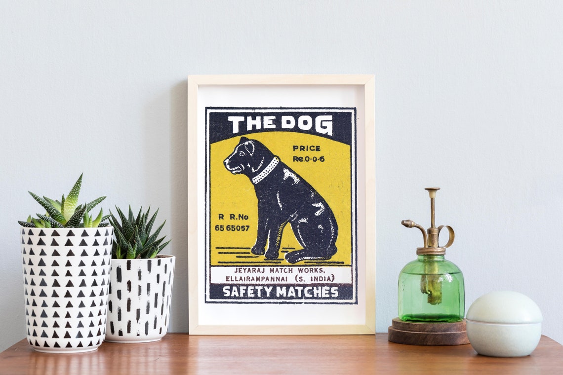 The Dog Vintage Indian Safety Matches Matchbox Label Art Poster - Image 2