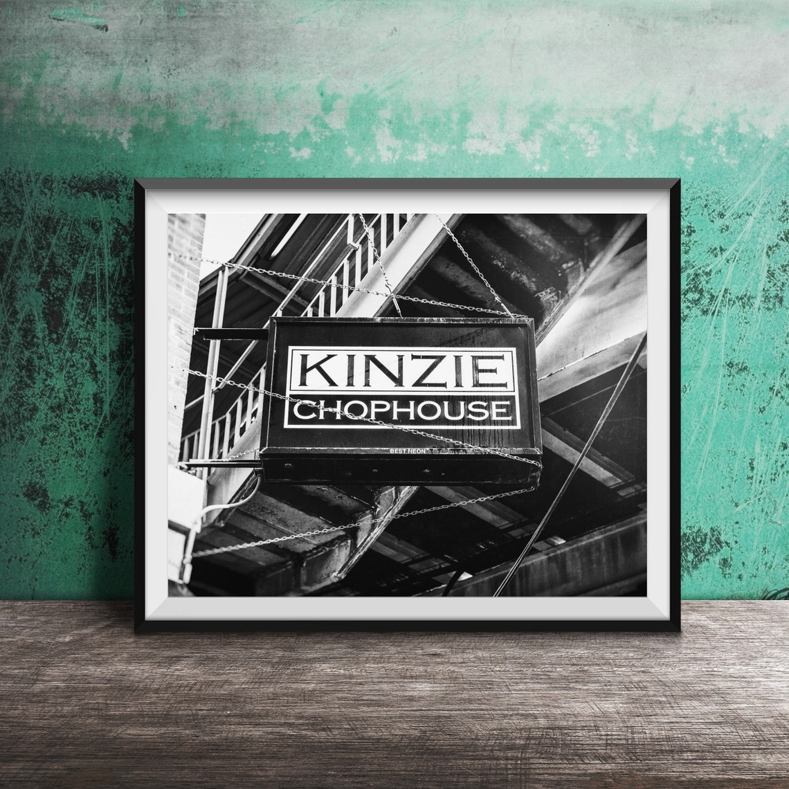 Kinzie Chophouse Hanging Sign Beneath the Chicago L Tracks Poster - Image 2