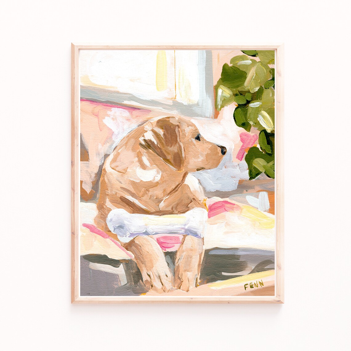 Labrador Dog Art Print, Yellow Lab Painting