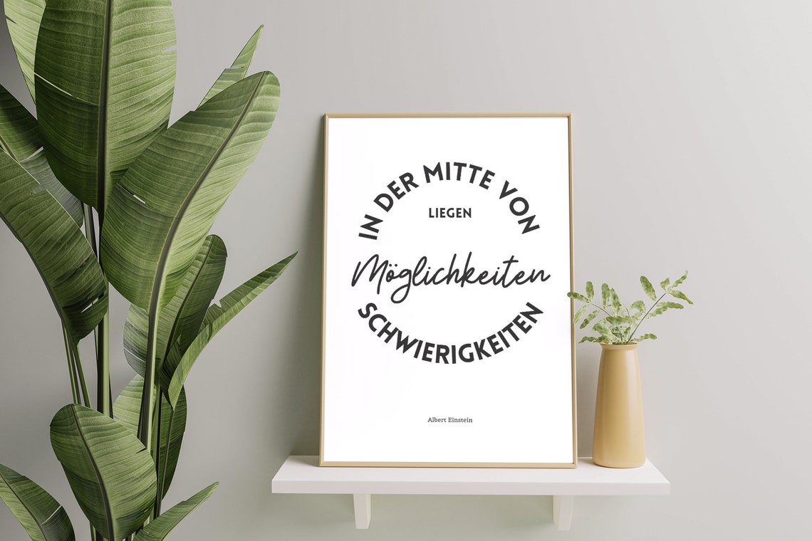 Albert Einstein Opportunity Circular Typography Quote Poster - Image 4