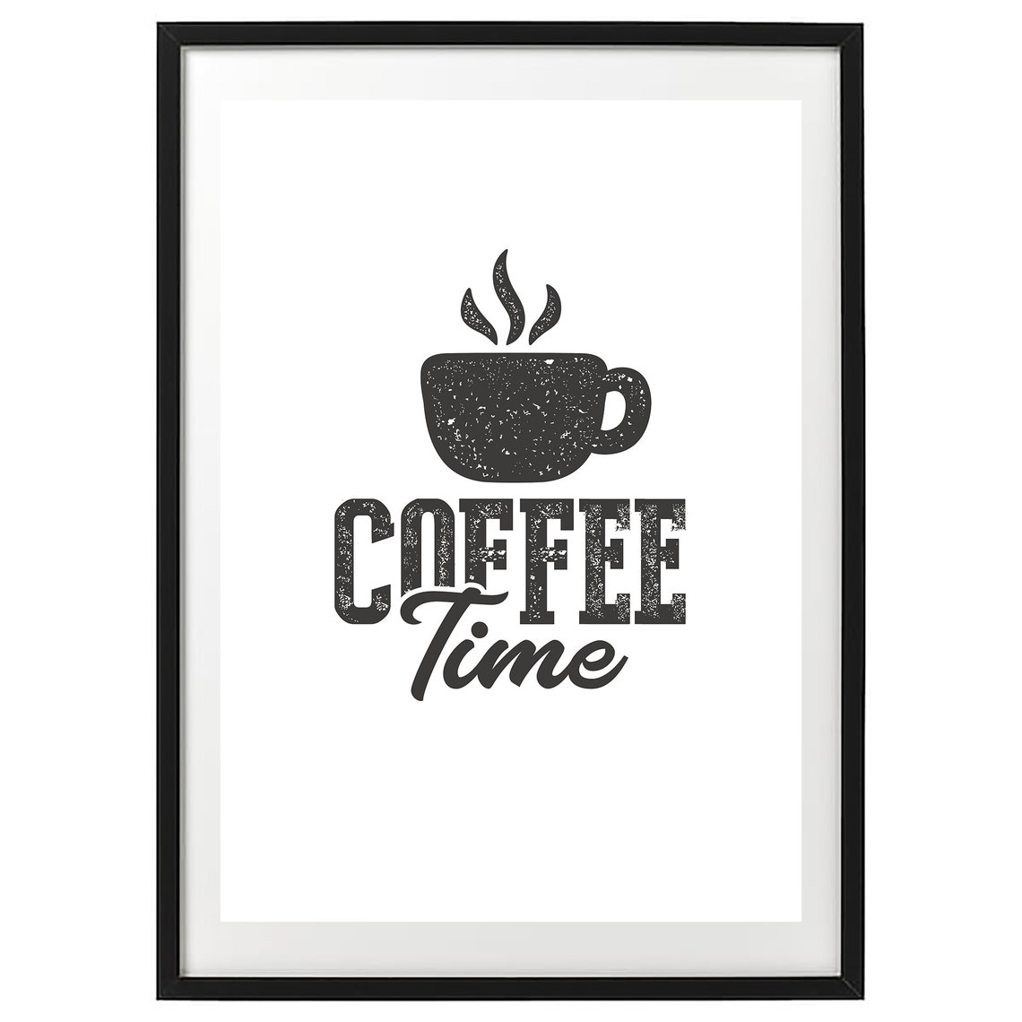Coffee Time Steaming Cup Minimalist Typography Kitchen Poster - Image 2