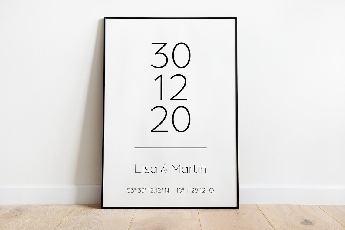Personalized Wedding Day Coordinates Poster