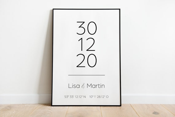 Personalized Wedding Day Coordinates Poster