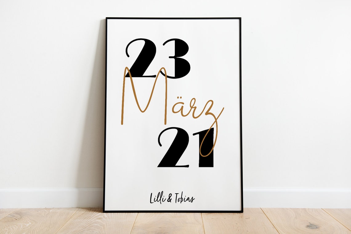 Lilli und Tobias Personalized Wedding Date Number Art Poster