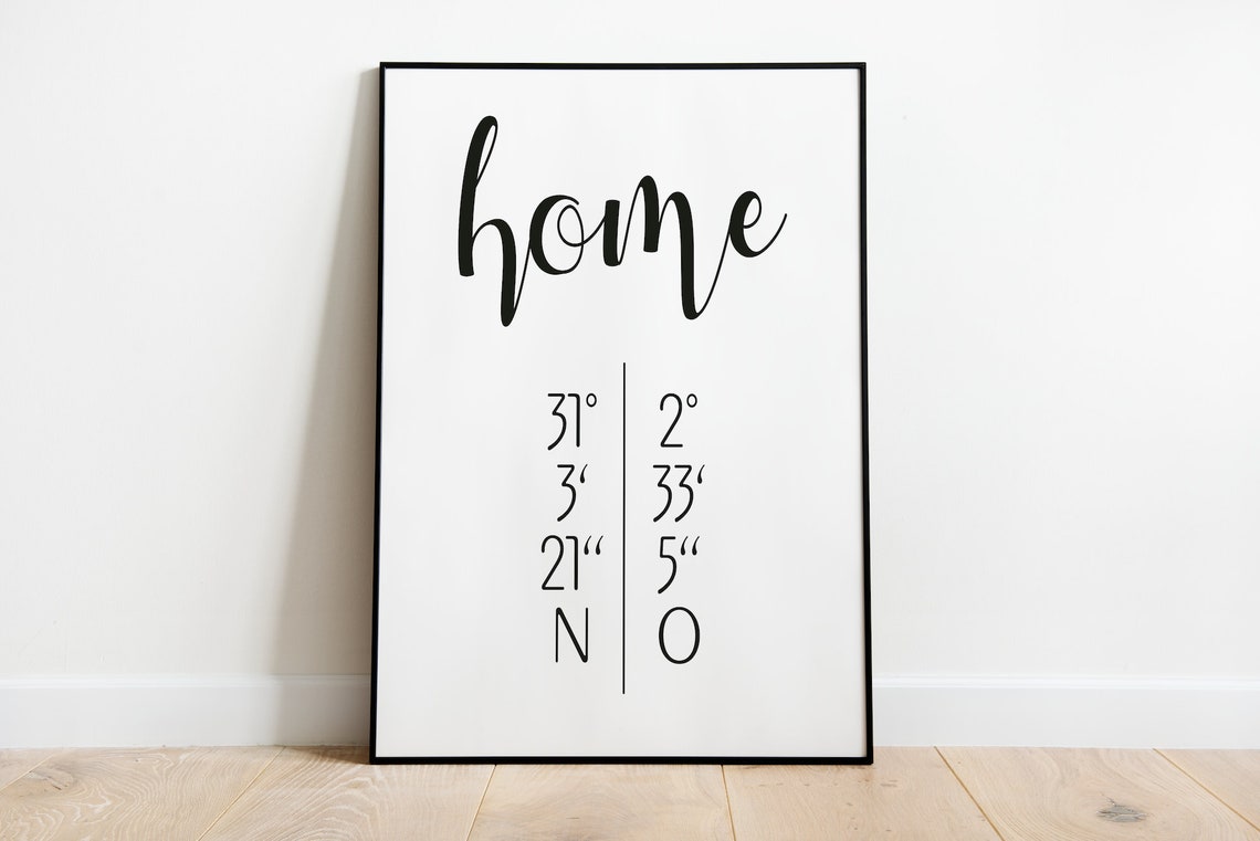 Personalized Home Coordinates Custom Location Script Keepsake Poster