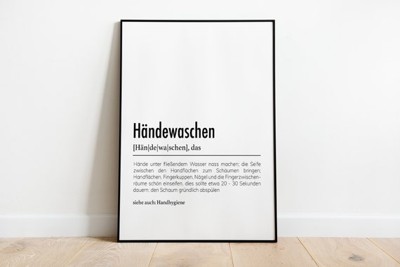 Handwashing Definition Poster, Bathroom Sign