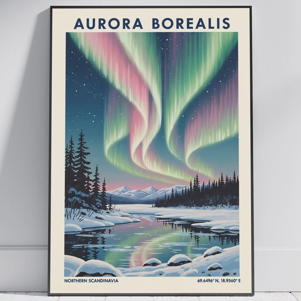 Aurora Borealis Northern Scandinavia Northern Lights Travel Poster