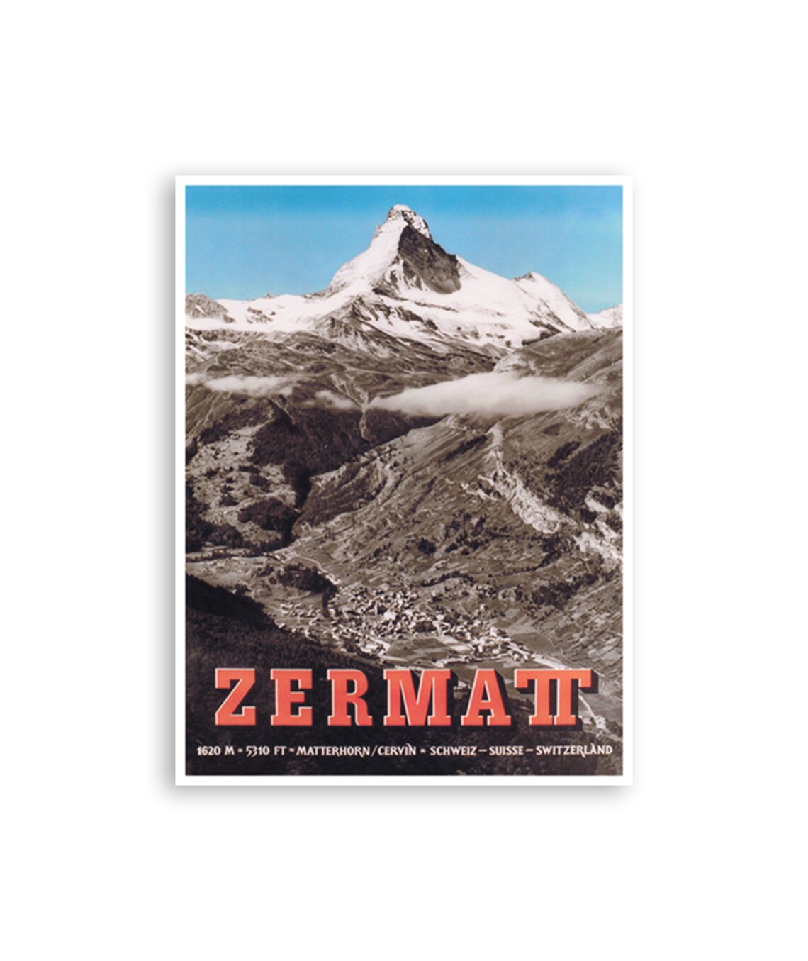 Zermatt Matterhorn Vintage Ski Poster Switzerland Alpine Photo Art