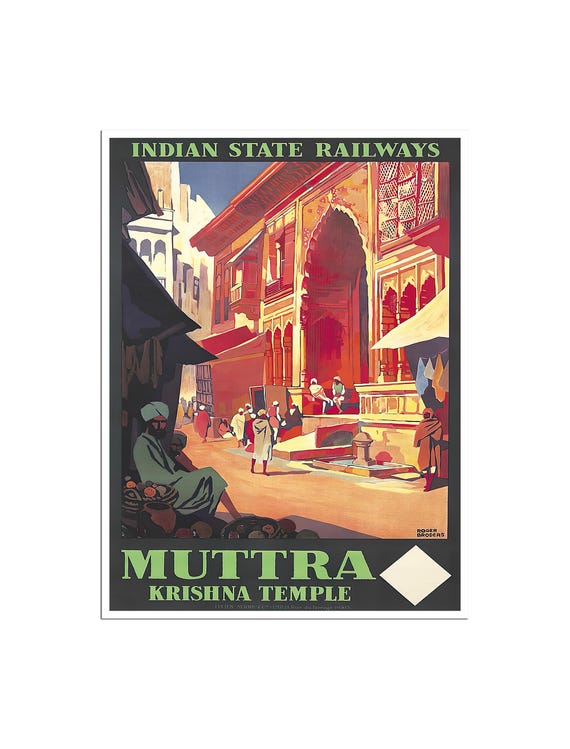 Mathura India Print Krishna Temple Poster Roger Broders Art Zt230a