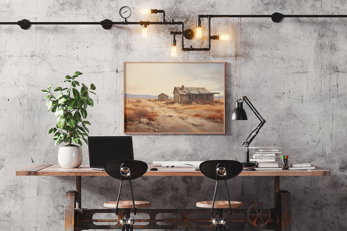 Abandoned Desert Shack Ghost Town Dirt Road Old West Painting Poster - Image 3