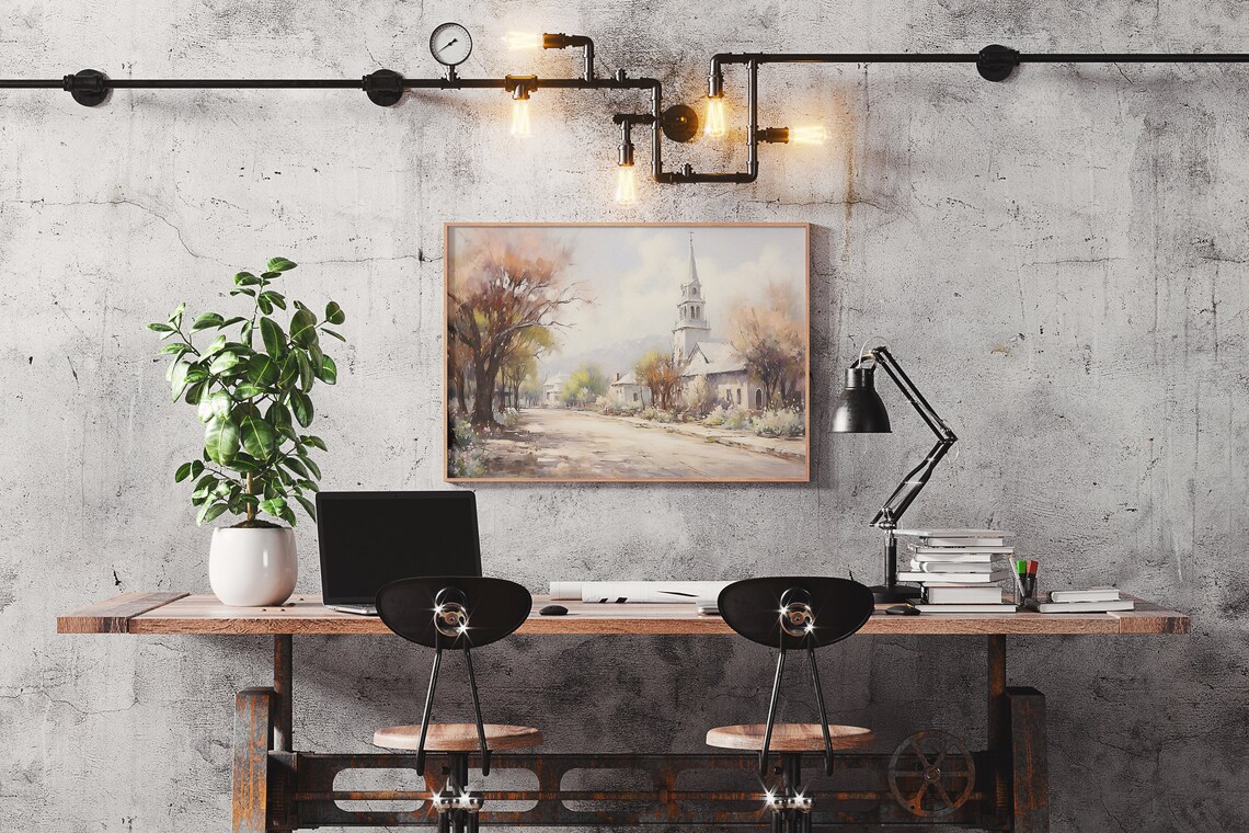 Old Western Town, Rustic Style Scenic Art Print - Image 2