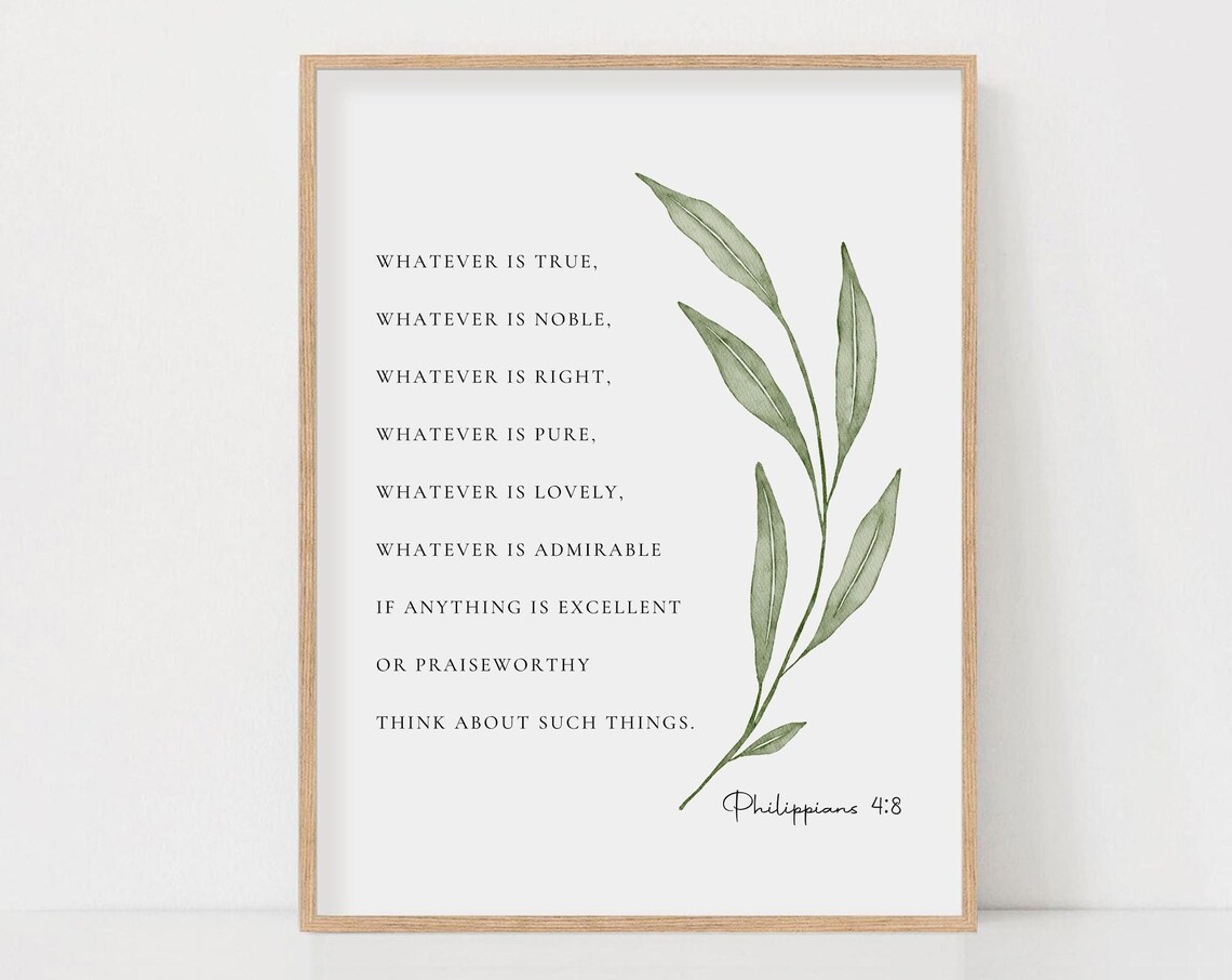 Philippians 48 Bible Verse Art Print, Botanical