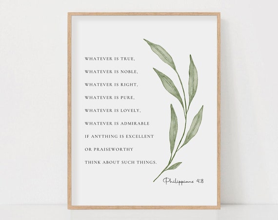 Philippians 48 Bible Verse Art Print, Botanical