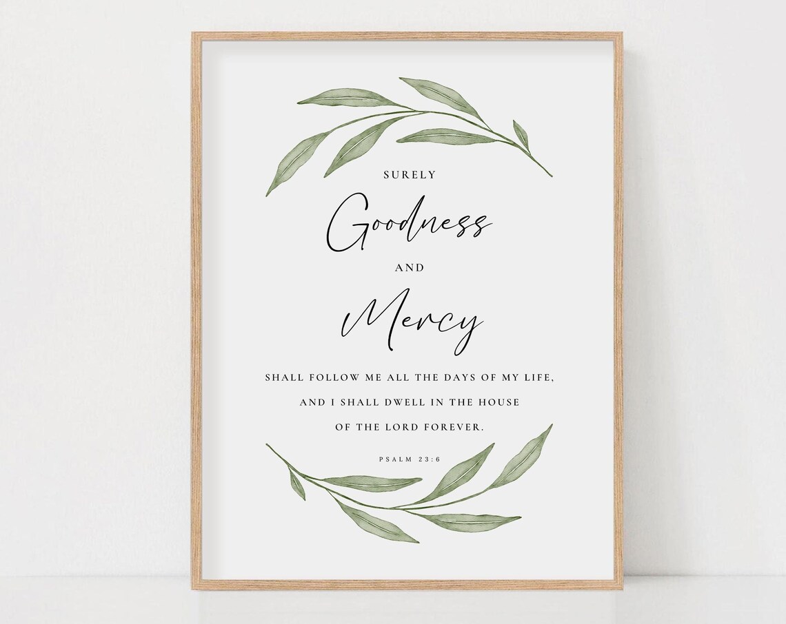 Psalm 236 Bible Verse Botanical Scripture, Christian Decor