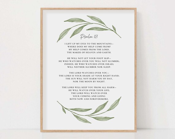 Psalm 121 Bible Verse, Watercolor Botanical Scripture