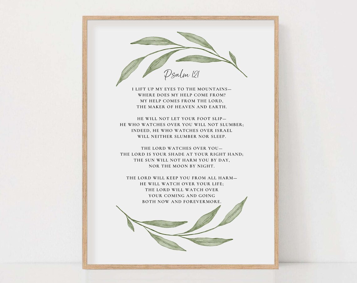Psalm 121 Bible Verse, Watercolor Botanical Scripture