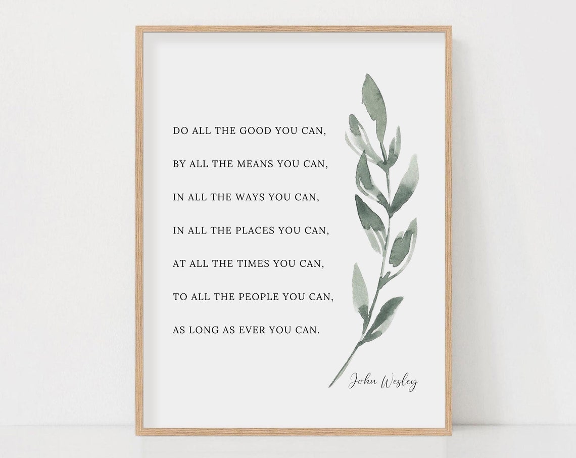 John Wesley Botanical Quote Art Print for Christian Home