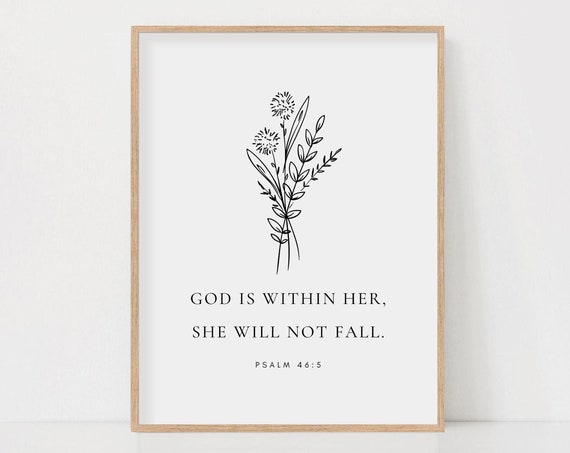 Psalm 46:5 God Is Within Her Scripture Art Print
